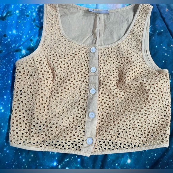 Everlane Eyelet Tank in Golden Hour - Picture 5 of 8